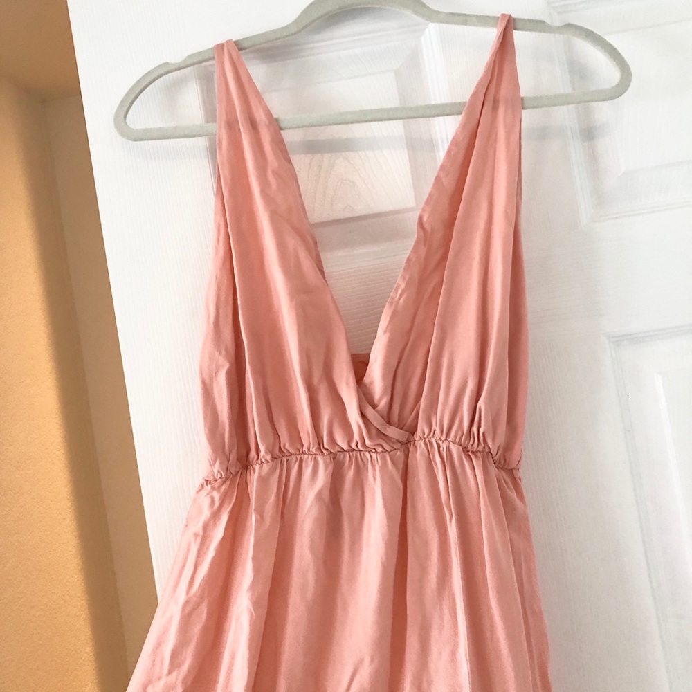 Pink spaghetti sleeve maxi dress